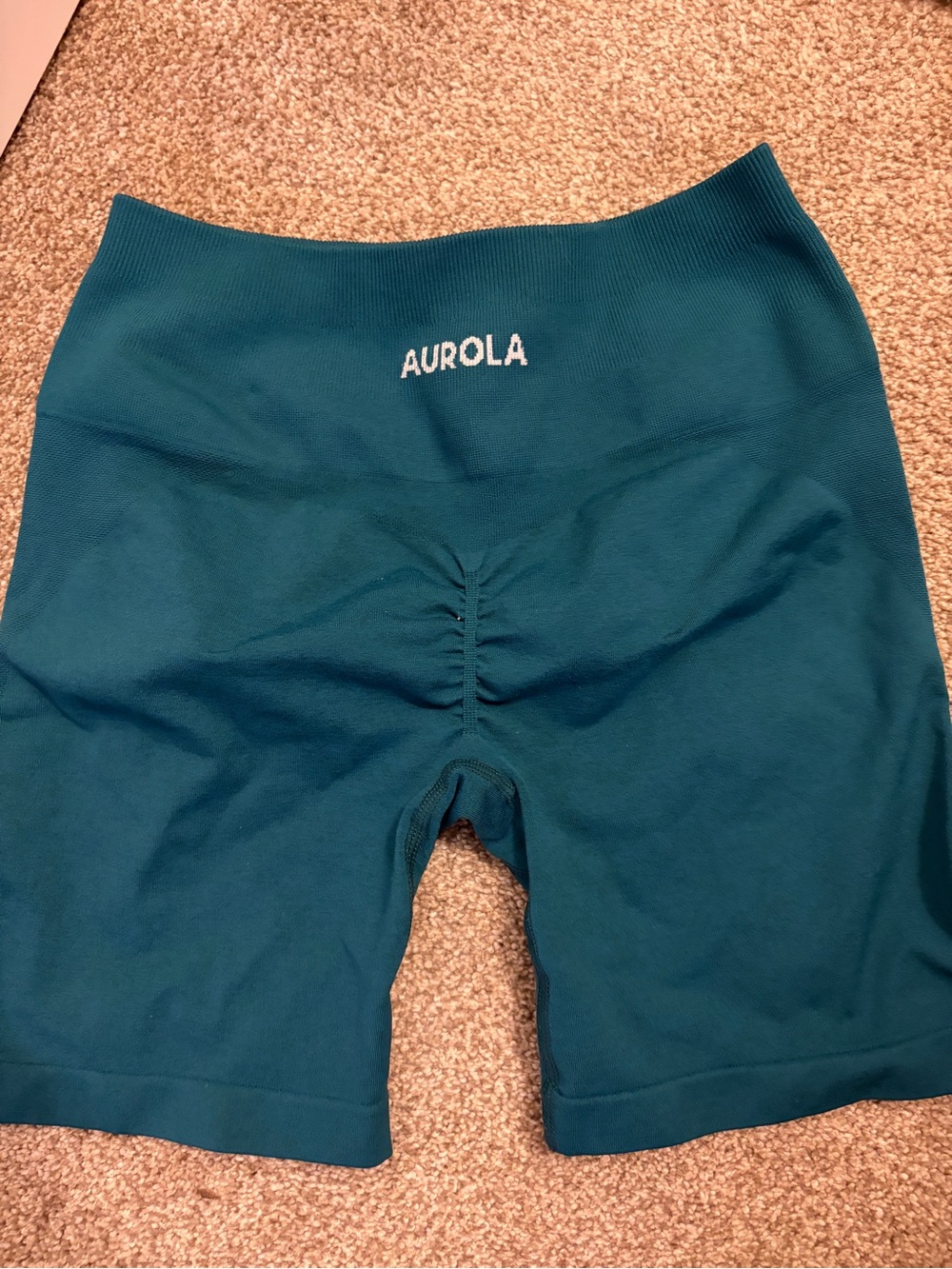 Aurola Teal High-Waist Seamless Athletic Bike Shorts